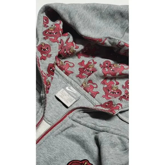 Nike James Jarvis England Football Hoodie Men's Size Medium Rare Gray‎ Red
